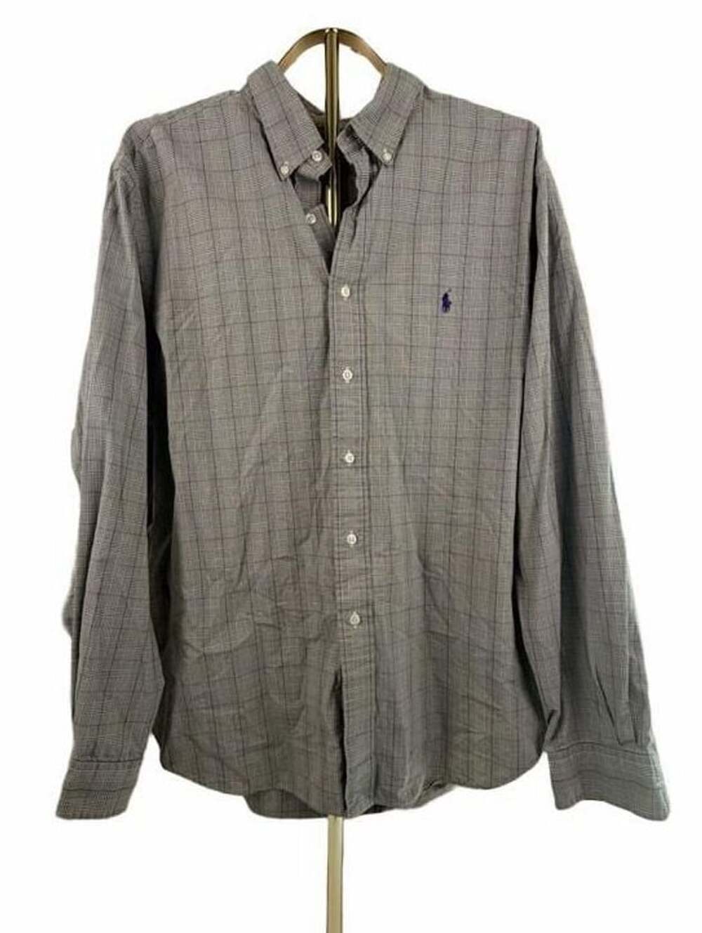 Ralph Lauren Classic Fit Shirt Size 17.5 Green Plaid Long Sleeve Cotton